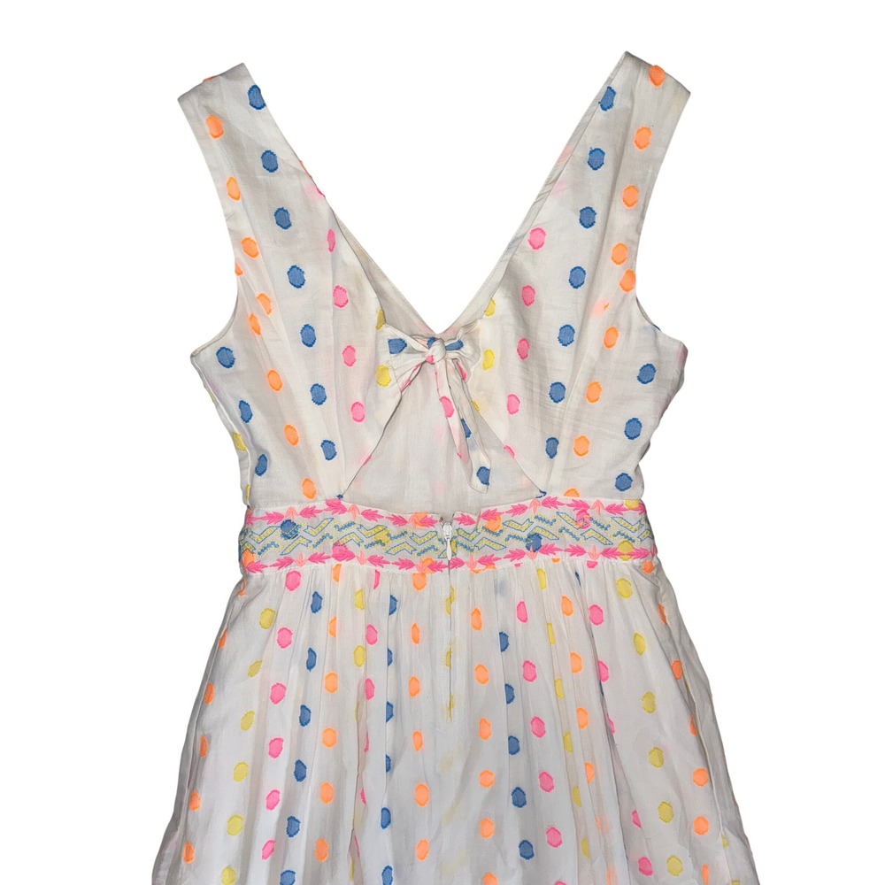 Lilly Pulitzer Maxi Dress Womens White Multi Color Polka Dot Embroidered Size 0 - Picture 5 of 9